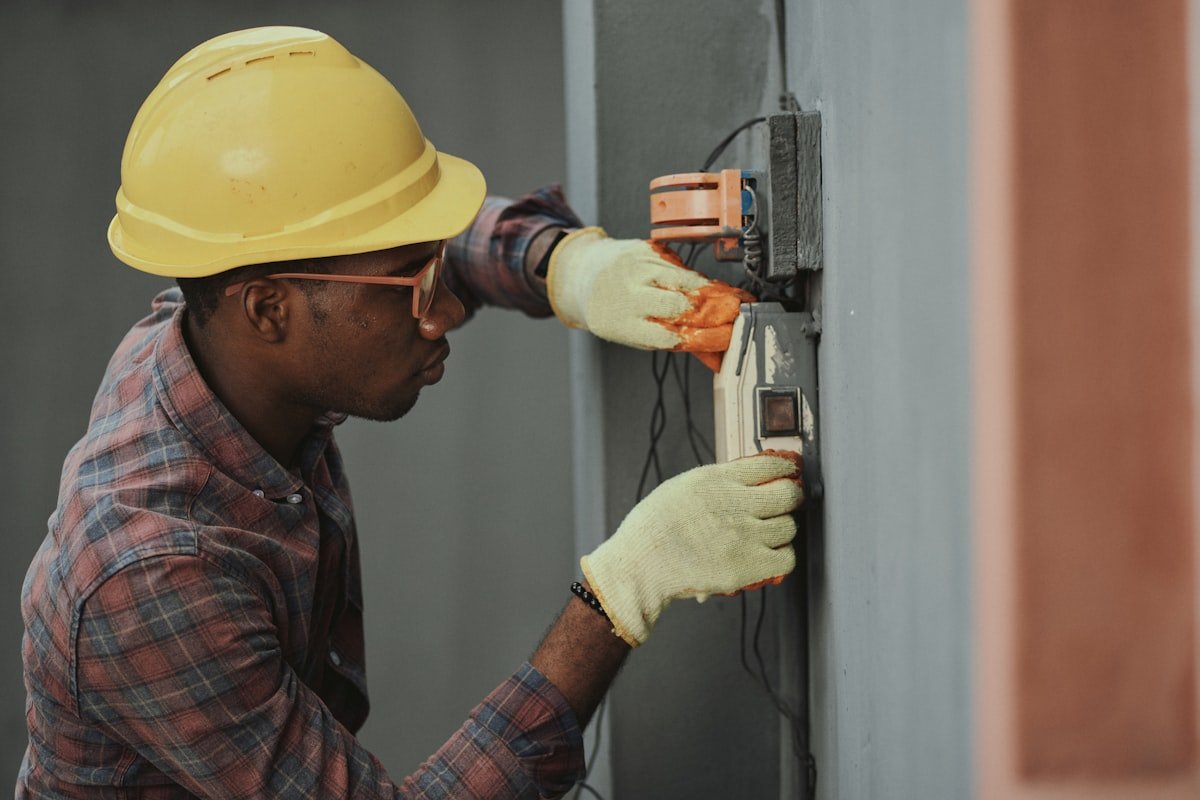 HVAC engineer working on a commercial heating system