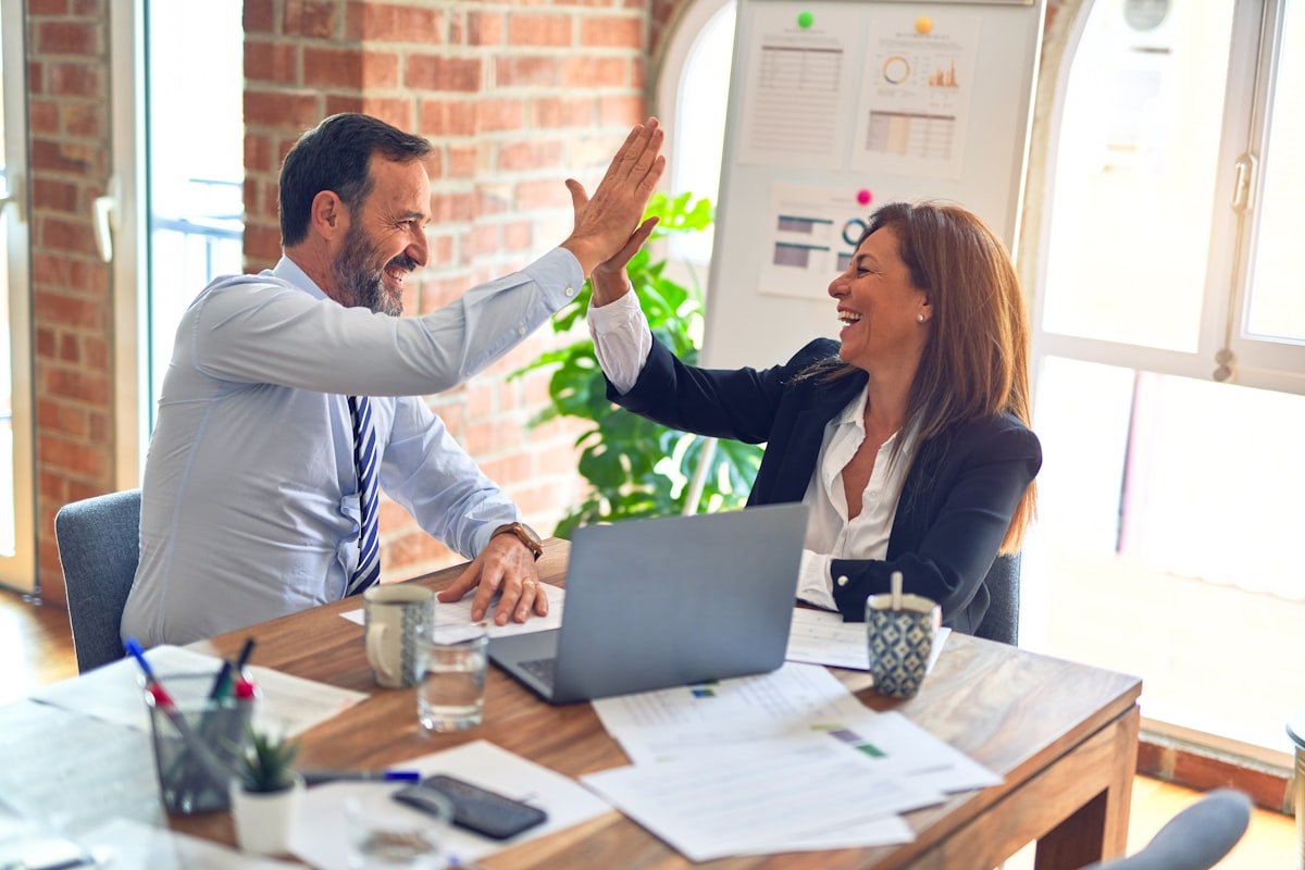 Professional business meeting in a modern office setting